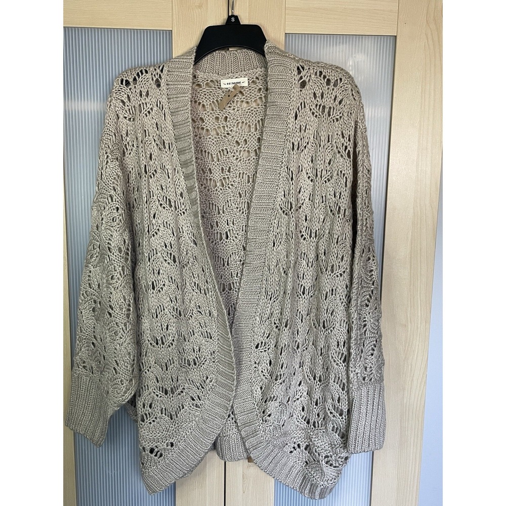 ee:some Women's Sz M Comfy Sweater Open Front Soft Oversized Cardigan Crochet